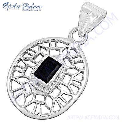 Fret Designer Black Onyx Gemstone Silver Pendant