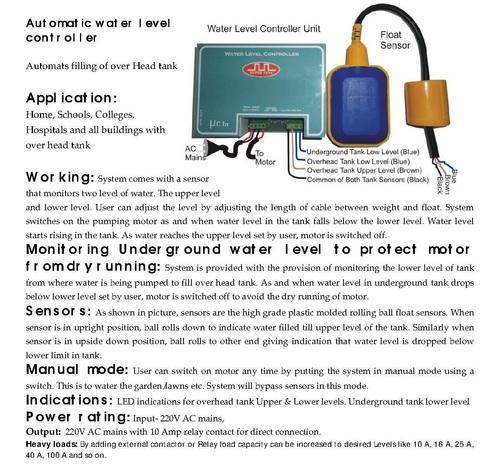 Water Level Controller - Features: Easy To Operate