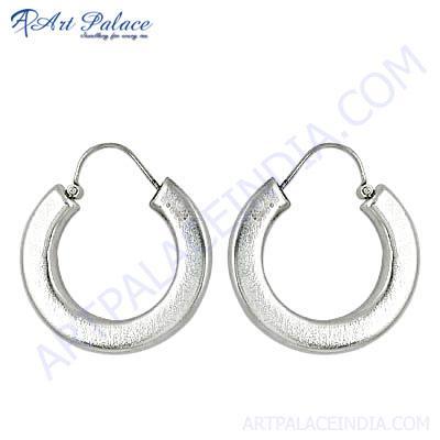 Simple Round Shape Plain Silver Earrings 