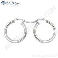Simple  & Attractive Plain Silver Earrings
