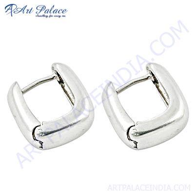 Attractive Square Shape Plain Silver Earrings