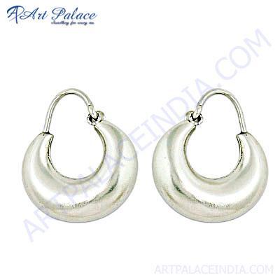 Simple Fancy Plain Silver Earrings