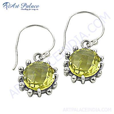 Preety Lemon Quartz Silver Gemstone Earrings