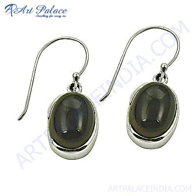 Classic Smokey Quartz Silver Gemstone Earrings