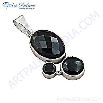 Nightlife Black Onyx Gemstone Silver Pendant