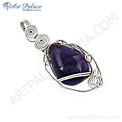 New Natural Amethyst Gemstone Silver pendant