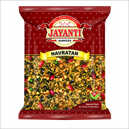 Navratan Tasty Namkeen - Plastic Pouch, Red, Variable Weight | Delicious Taste, Crispy Texture, Rich Aroma, Variety of Nuts, Long Shelf Life