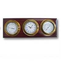 Nautical Wood Brass Wether Station Clock  18"