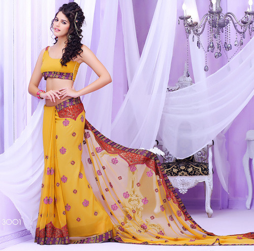 Designer Printed Sarees - Silk, 5.5 Meters, Yellow | Elegant Design, Soft Fabric, Vibrant Colors, Comfortable Fit