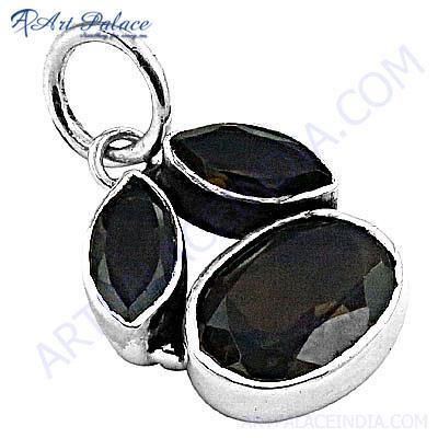 Attrective Smokey Quartz Gemstone Silver Pendant