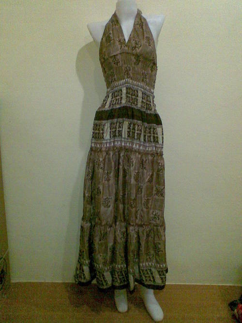 Silk Round Maxi Dress Long