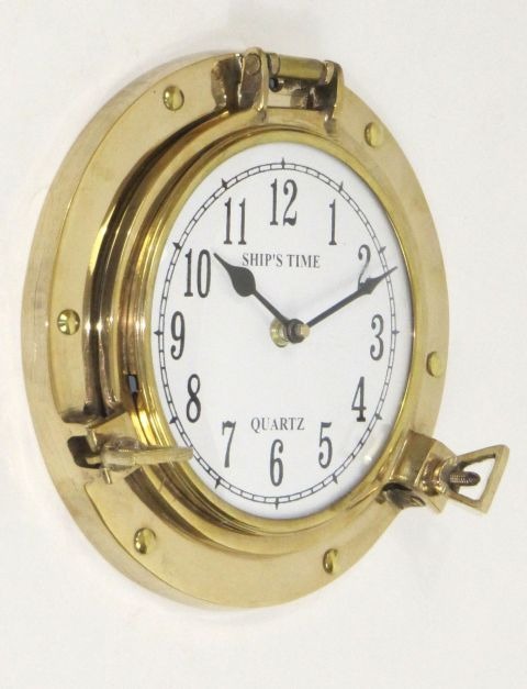 NAUTICAL BRASS  POTHOLE CLOCK 8.5