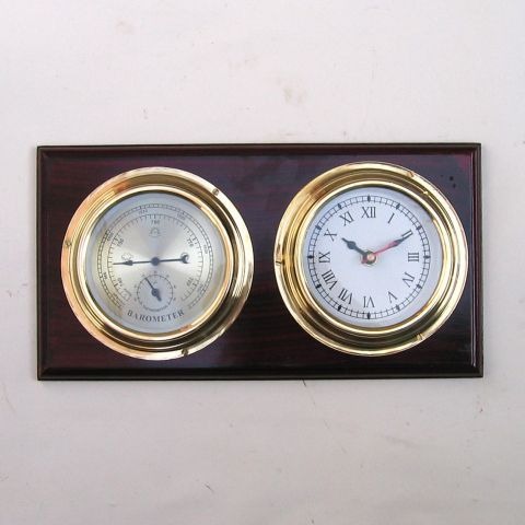 BRASS WEATHER STATION CLOCK 12X 6.5