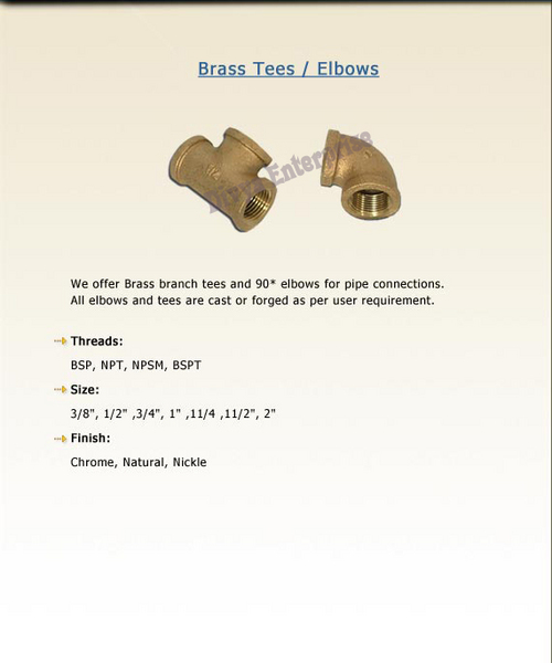 Brass Hose Tee Elbows