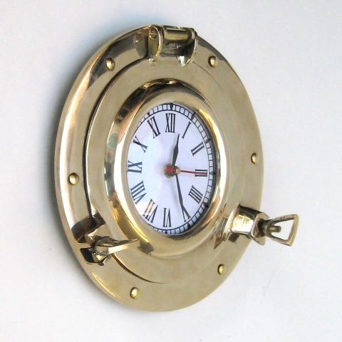 NAUTICAL BRASS  PORTHOLE CLOCK NO BASE 9