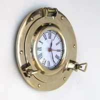 Nautical Brass  Porthole Clock No Base 9"