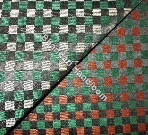 Polyester Fabrics - 48 Inches, Green Checkered Pattern | Durable Fabric, Fast Colors, Attractive Design, Versatile Use for Upholstery and Decor