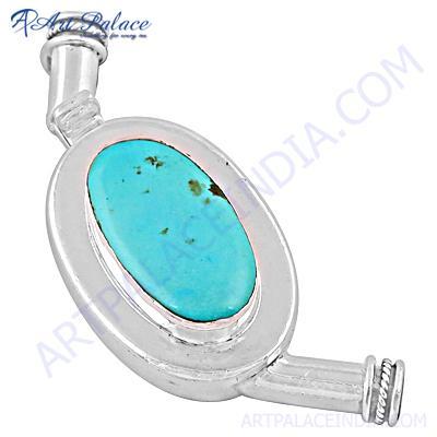 Stylish Turquoise Gemstone Silver Pendant