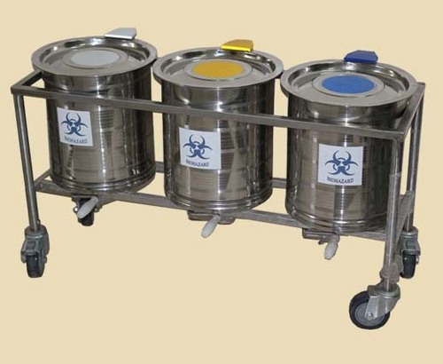BIOMEDICAL WASTE BIN TROLLEY (ALL S.S. PEDDLE OPERATED)