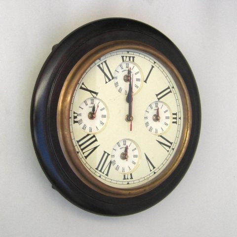 NAUTICAL WOODEN MARINE CLOCK FIVE TIME 14