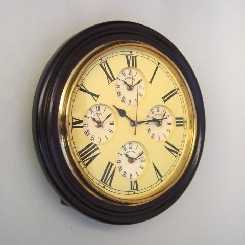 NAUTICAL MARINE WALL CLOCK FIVE TIME TAPER 16