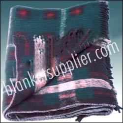 Shoddy Synthetic Blanket - Recycled Fiber Full Size Green Color - Knitted Style for Home Hospital and Hotel Use
