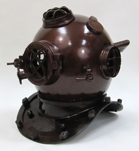 NAUTICAL ALUMINUM DIVERS HELMET MARK-V ALUMINUM & BRASS 16"