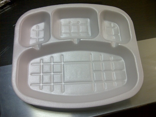 Disposal Plate Lamination - Thermocol 10x10 Inches Off-White, 4 Compartments, Lightweight Durable