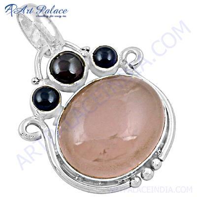 Famous Design Multi Gemstone Silver Pendant