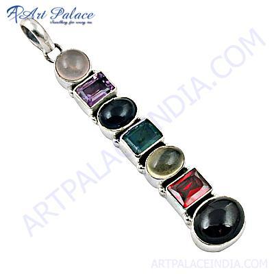 Newest Style Multi Stone Sterling Silver Pendant