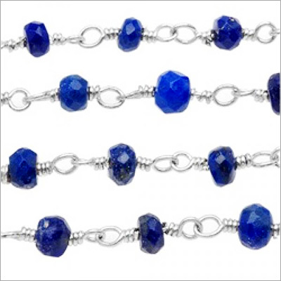 LAPIS Silver Wire Wrapped Chain