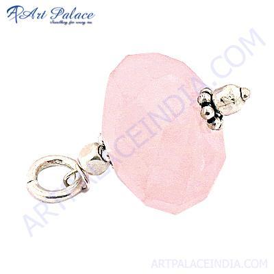 Loving Rose Quartz Gemstone 925 Sterling Silver Pendant