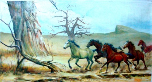 Running Horses Oil Painting