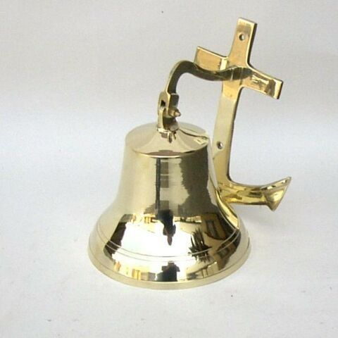 NAUTICAL BRASS WALL ANCHOR SHIP BELL 7"