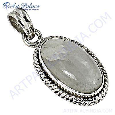 New Arrival Rainbow Moonstone Gemstone Silver Pendant