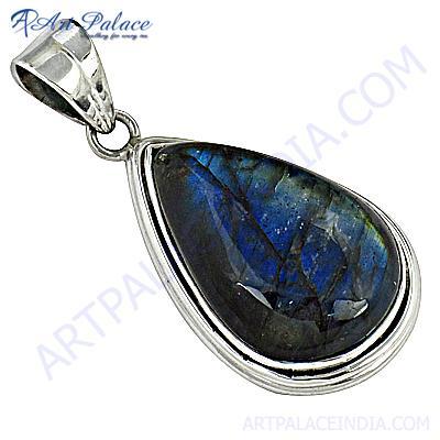 Hot World ! Large Labradorite Gemstone Silver Pendant