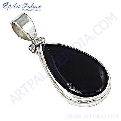 Wholesale Handmade Gemstone Silver Pendant With Black Onyx