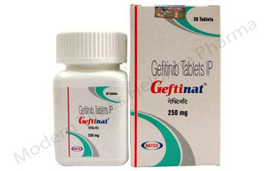 Indian Geftinib250 Mg - White Tablet, 250mg , Gefitinib EGFR Inhibitor, Cancer Treatment, Pack of 30, Natco Pharma
