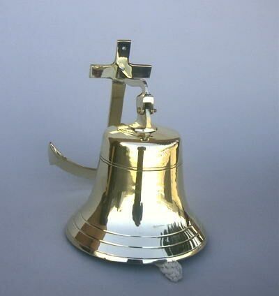 NAUTICAL BRASS SHIP  WALL ANCHOR BELL  11.5"