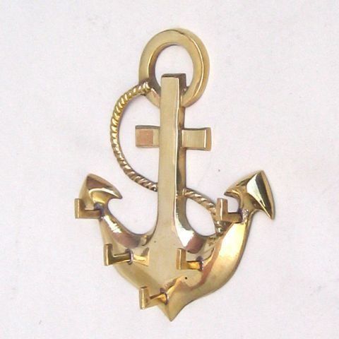 Nautical Brass Anchor Key Hanger 6x5"