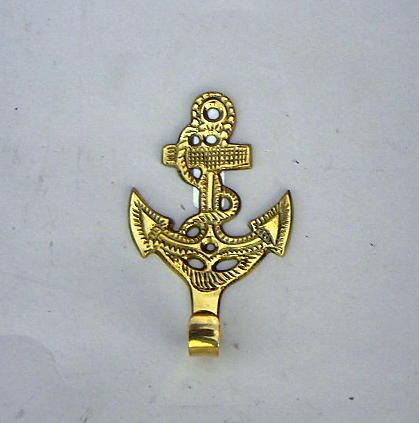 NAUTICAL SOLID  BRASS KEY HOLDER  ANCHOR 4"