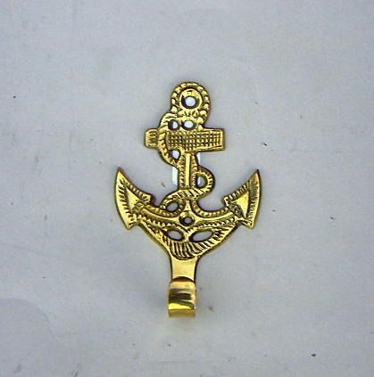 NAUTICAL SOLID  BRASS KEY HOLDER  ANCHOR 4"