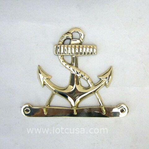 NAUTICAL BRASS  KEY HANGER ANCHOR CHAIN  6 X 5"