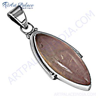 Romantic Rose Quartz Gemnstone Silver Pendant