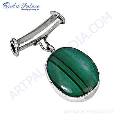 Elegant Malachite Gemstone Sterling Silver Pendant