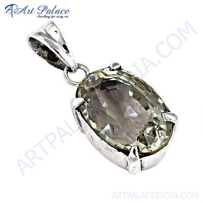 Charming Cubic Zirconia Gemstone Silver Pendant