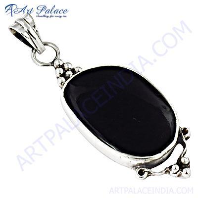 Nightlife Black Onyx Gemstone Stylish Silver Pendant