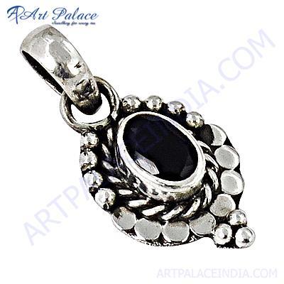 Fastival Designer Black Onyx Gemstone Silver Pendant