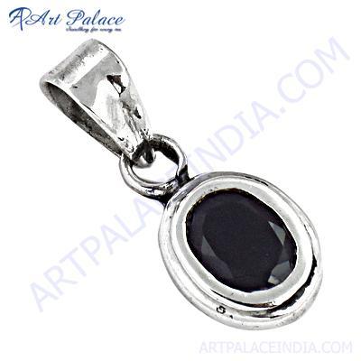 HOT!!! Luxury Black Onyx Gemstone Silver Pendant