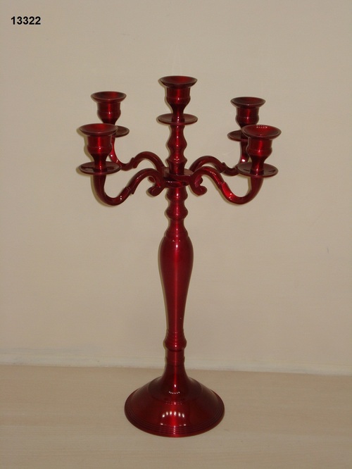 Aluminium Red Enamel Candelabra